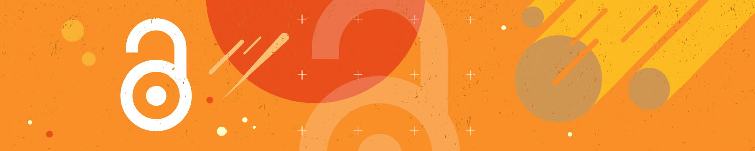 Orange banner featuring the open access logo of a stylized open lock